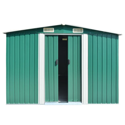 GOLINPEILO Metal Outdoor Garden Storage Shed, 101.2" x 154.3" x 71.3" Steel Utility Tool Shed Storage House, Steel Yard Shed with Double Sliding Doors, Utility and Tool Storage for Garden Patio,Green 101.2" x 154.3" x 71.3" Green