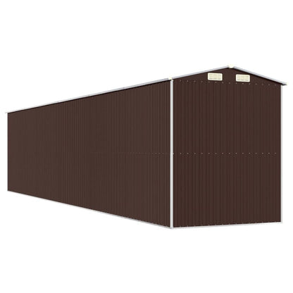 GOLINPEILO Abri de jardin extérieur en métal, grand hangar à outils utilitaire en acier, abri de jardin en acier avec doubles portes coulissantes, rangement utilitaire et outils, marron foncé 75,6"x369,3"x87,8" 75,6"x369,3"x87,8" 