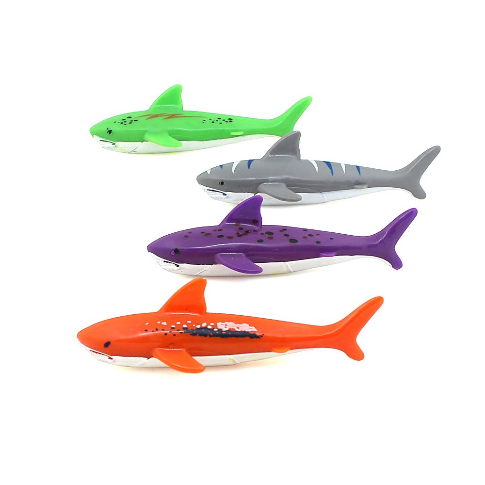 ZHFUYS Diving Pool Toy Underwater Swimming Throwing Diving Torpedo Shark,4 Pack Multicolor-1