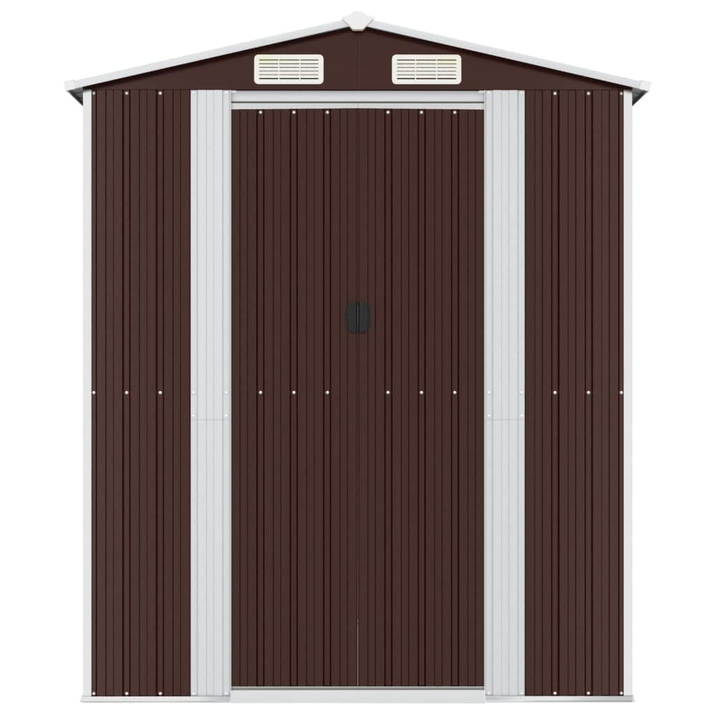 GOLINPEILO Metal Outdoor Garden Storage Shed, Large Steel Utility Tool Shed Storage House, Steel Yard Shed with Double Sliding Doors, Utility and Tool Storage, Dark Brown 75.6"x205.9"x87.8" 75.6"x205.9"x87.8"