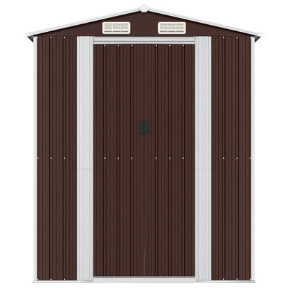 GOLINPEILO Abri de jardin extérieur en métal, grand hangar à outils utilitaire en acier, abri de jardin en acier avec doubles portes coulissantes, rangement utilitaire et outils, marron foncé 75,6"x205,9"x87,8" 75,6"x205,9"x87,8" 