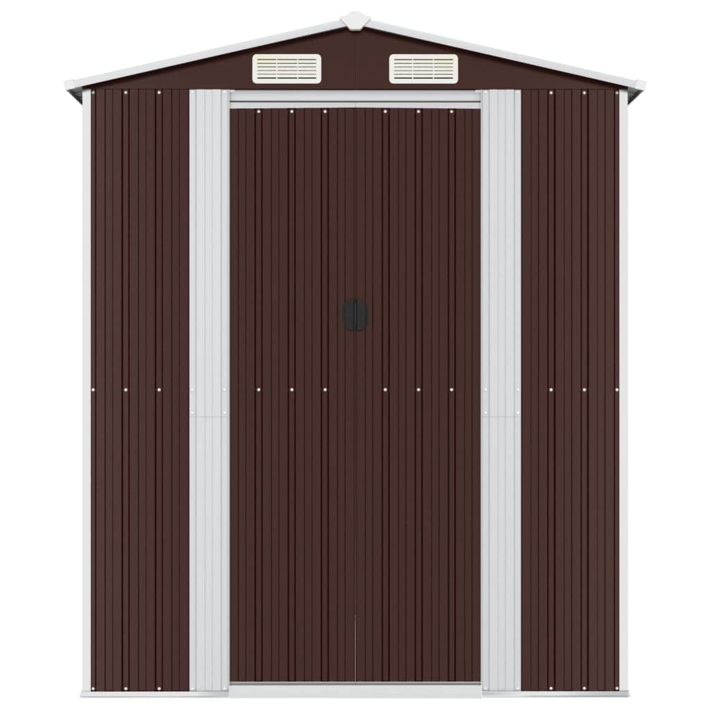 GOLINPEILO Abri de jardin extérieur en métal, grand hangar à outils utilitaire en acier, abri de jardin en acier avec doubles portes coulissantes, rangement utilitaire et outils, marron foncé 75,6"x303,9"x87,8" 75,6"x303,9"x87,8" 