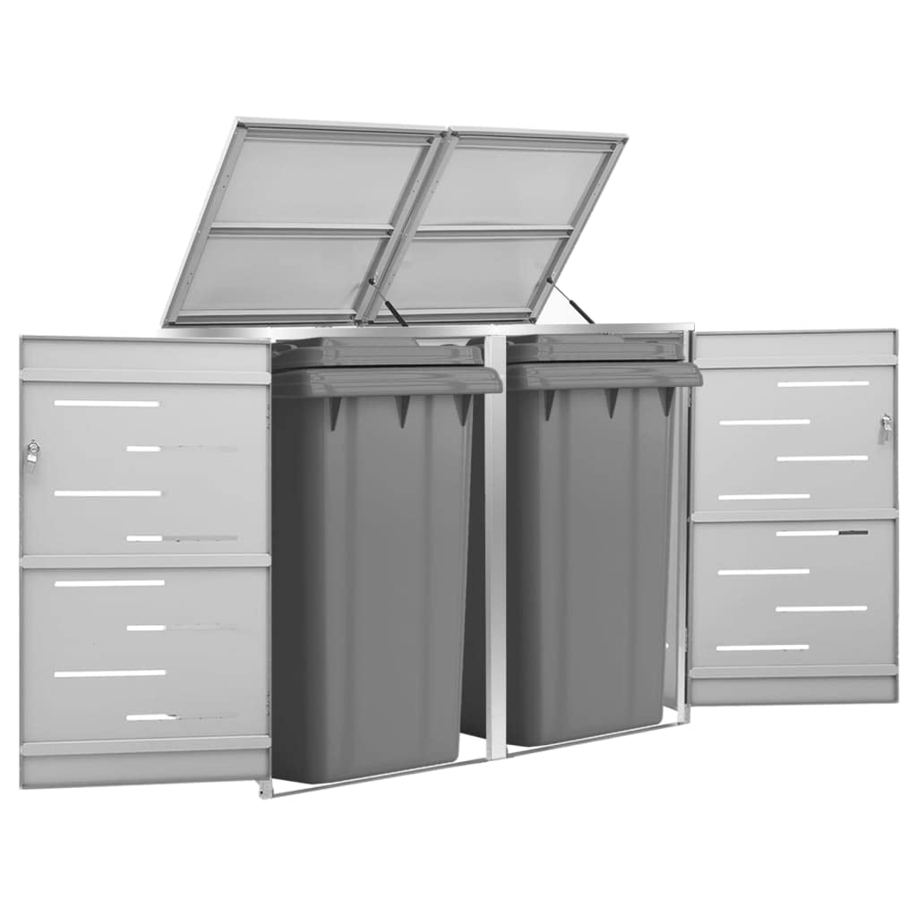 CHARMMA Garbage Bin Shed Horizontal,Outdoor Storage Box Weather Resistance, Multi-Purpose Lockable and Ventilated Bin Shed for Yard Toys, Garden Tools, Patio Accessories,Gray,4.5 x 2.5 x 3.8ft 4.5 x 2.5 x 3.8ft Gray