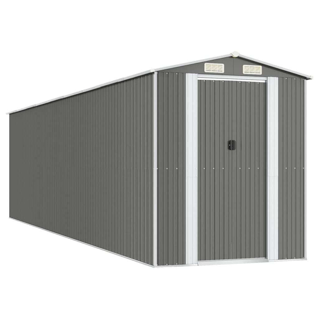 GOLINPEILO Metal Outdoor Garden Storage Shed, Large Steel Utility Tool Shed Storage House, Steel Yard Shed with Double Sliding Doors, Utility and Tool Storage, Light Gray 75.6"x303.9"x87.8" 75.6"x303.9"x87.8"