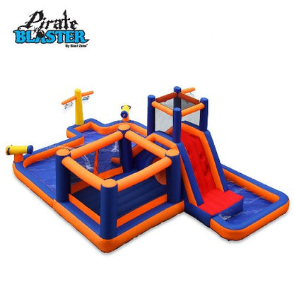 Blast Zone Pirate Blaster - Parc aquatique gonflable avec souffleur - Grand - Toboggan - Mur d'escalade - Bounce House - Tunnel