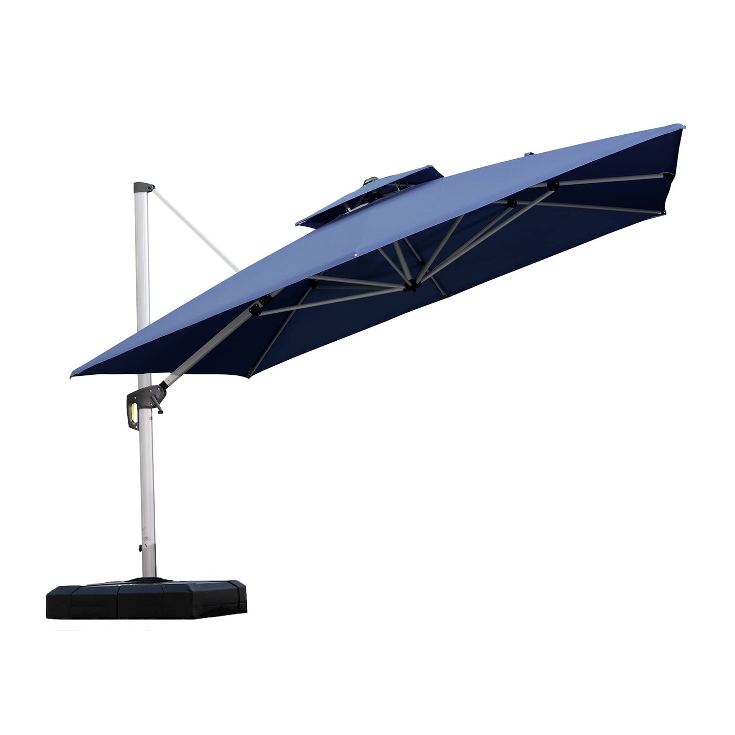 Parasol de patio carré de luxe 11 pieds bleu marine 