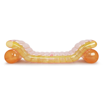 FUNBOY Flotteur de piscine géant gonflable de luxe transparent arc-en-ciel à double chaise longue, rose transparent, orange et jaune, parfait pour une fête d'été à la piscine