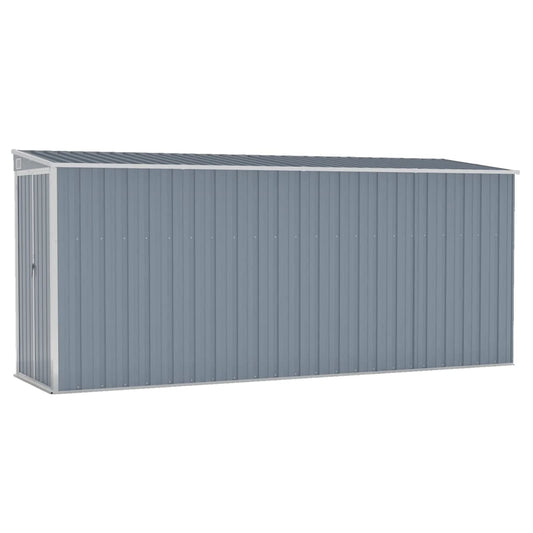 Gecheer Abri de jardin mural gris 46,5"x150,4"x70,1" en acier, abri de rangement extérieur avec porte en acier galvanisé, maison de rangement pour jardin, patio, pelouse 46,5 x 150,4 x 70,1 