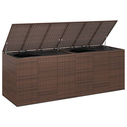 vidaXL Boîte à coussins, boîte de terrasse avec couvercle, armoire de patio, coffre de rangement pour coussins d'extérieur, oreillers, outils de jardin, fournitures de piscine, rotin PE marron 76,4" x 39,4" x 40,6" 