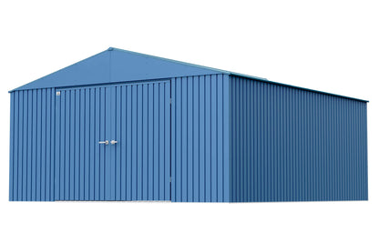 Arrow Shed Elite Hangar de rangement extérieur en acier avec toit à pignon verrouillable, 14' x 16', bleu gris 