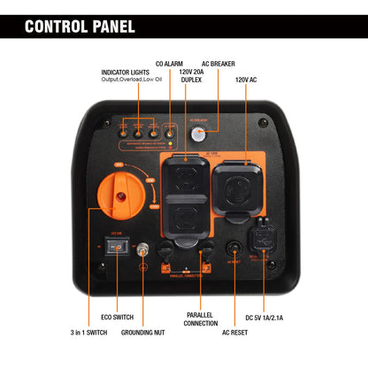 GENMAX GM3300i Générateur à onduleur portable à moteur à gaz ultra-silencieux 3300 W 