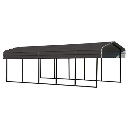 Arrow CPHC102407 Abri multi-usage en acier galvanisé robuste, abat-jour, abri d'auto, 10' x 24' x 7', abri d'auto uniquement, charbon de bois 10' x 24' x 7' 