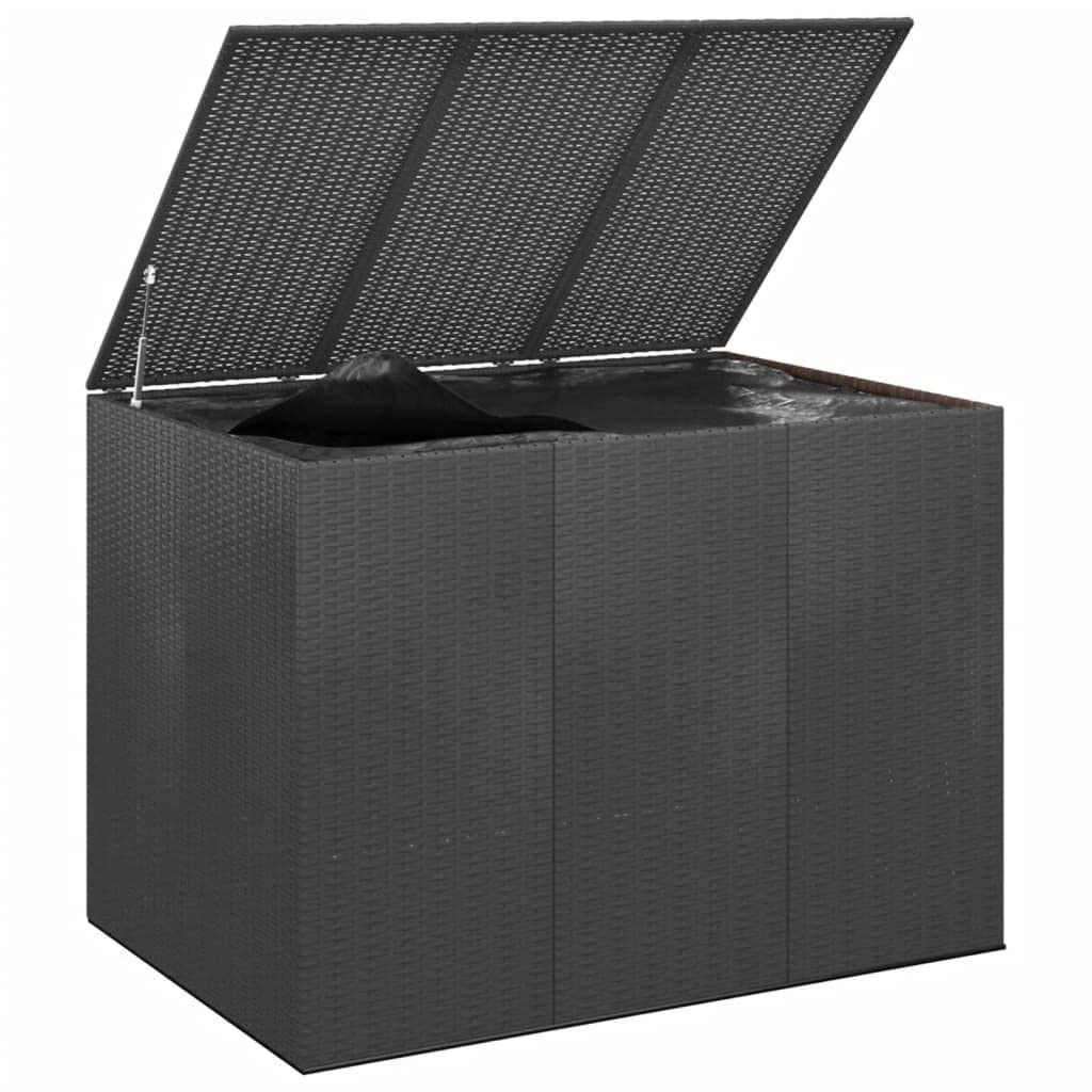 vidaXL Boîte à coussins, boîte de terrasse avec couvercle, armoire de patio, coffre de rangement pour coussins d'extérieur, coussins, outils de jardin, fournitures de piscine, rotin PE gris 76,4" x 39,4" x 40,6" 