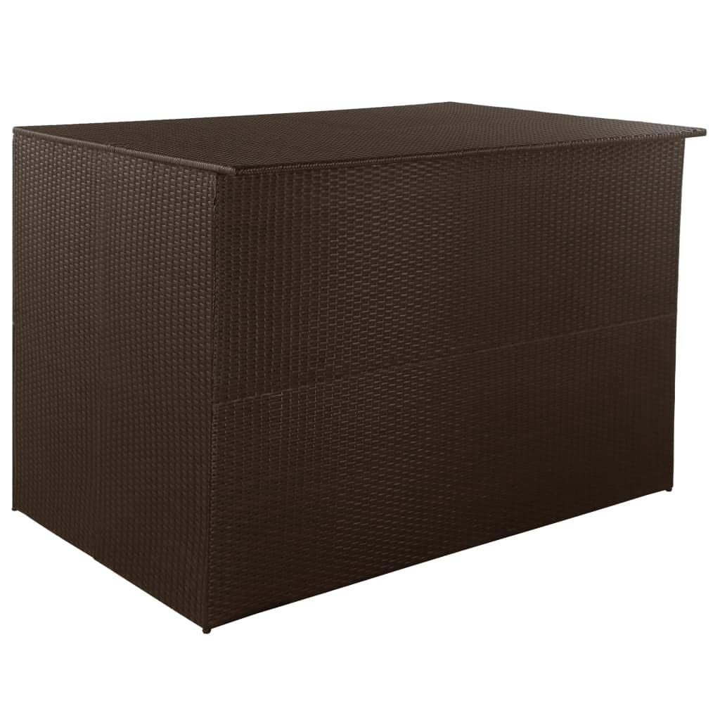 EstaHome Garden Storage Box 295 Gallon | Rattan Garden Chest | Outdoor Deck Storage Container Box | Patio Cushion Box for Pillows, Garden Tools and Pool Toys | Brown Poly Rattan 59" x 39.4" x 39.4"