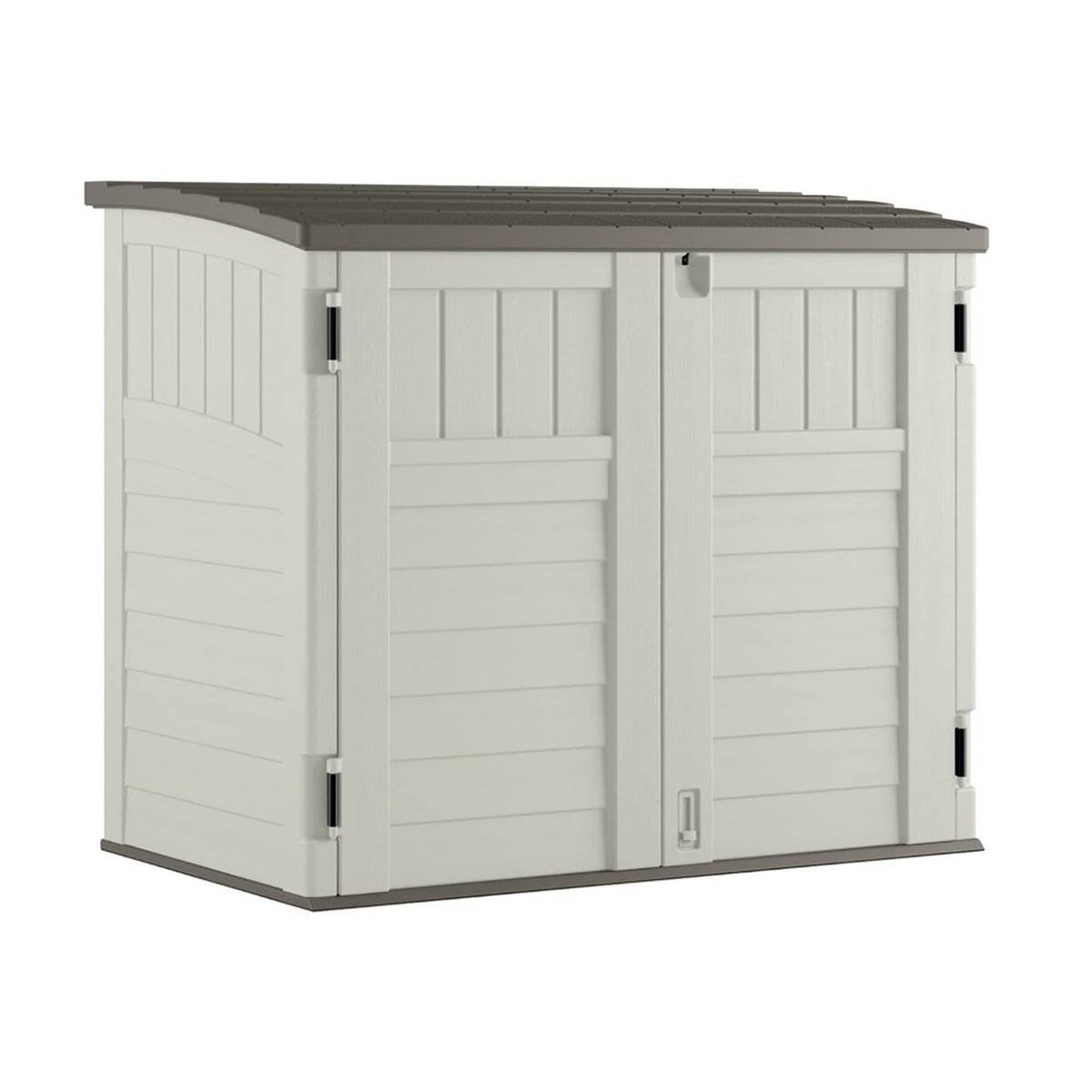 Suncast BMS2500 53 x 31,5 x 45,5 horizontal 34 pieds cubes abri de rangement extérieur en résine avec sol pour jardin, garage ou patio en ivoire (paquet de 2) 