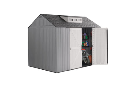 Rubbermaid Large Resin Outdoor Storage Shed, 10.5 x 7 ft., Gray, with Substantial Space for Home/Garden/Back-Yard/Lawn Equipment 7'x10'