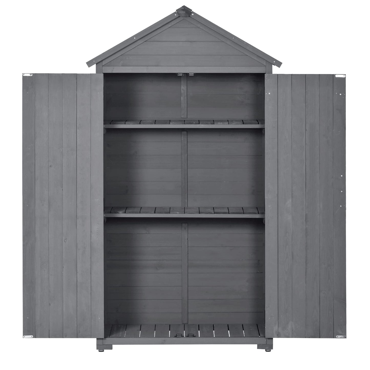 GLORHOME Outdoor Wood Lean-to Storage Shed 5.8ft x 3ft Tool Organizer with Waterproof Asphalt Roof, Lockable Doors, 3-Tier Shelves for Backyard Lawn Garden, Gray Metal Storage Shed 5.8ft x3ft