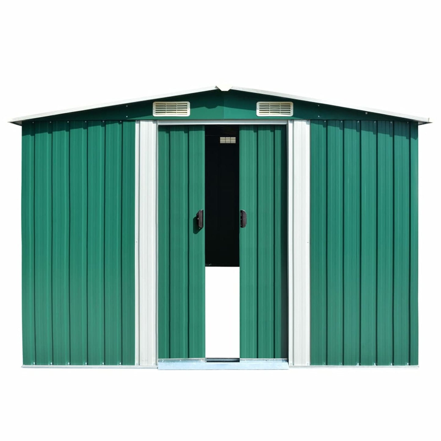 Bopdu Garden Shed with Vent, Outdoor Storage Shed Galvanized Steel Shed Storage House with Door for Backyard Garden Patio Lawn, 101.2" x 192.5" x 71.3" Metal Green 101.2 x 192.5 x 71.3