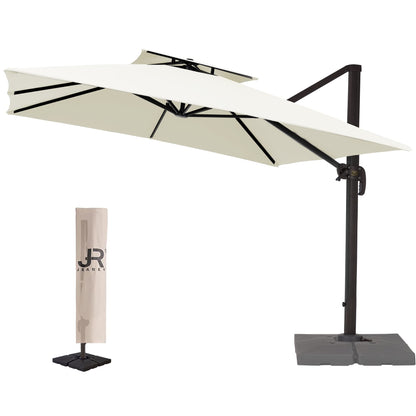 Parasol de patio en porte-à-faux carré 10 pieds blanc crème 