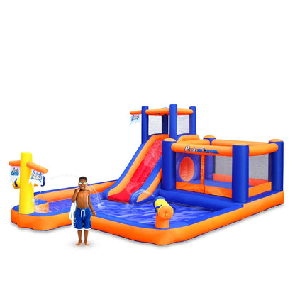 Blast Zone Pirate Blaster - Parc aquatique gonflable avec souffleur - Grand - Toboggan - Mur d'escalade - Bounce House - Tunnel