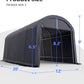 KING BIRD 12' x 20' Heavy Duty Round Style Carport for SUV, Full-Size Truck and Boat, Anti-Snow Car Canopy Outdoor Boat Shelter with Reinforced Ground Bars 12'X20' Dark Gray