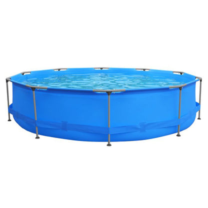 Avenli Frame Round 12 Foot Wide 30 in Tall 1,136 Gallon Easy Assembly Swimming Pool with Simple Quick Connection Filter Pump and Rust Resisting Frame 12' x 30' Blue