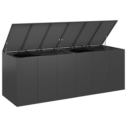 vidaXL Boîte à coussins, boîte de terrasse avec couvercle, armoire de terrasse, coffre de rangement pour coussins d'extérieur, coussins, outils de jardin, fournitures de piscine, rotin PE gris 114,6" x 39,6" x 40,9" 