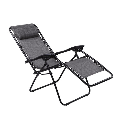 Chaises Zero Gravity Lot de 2 chaises longues de piscine Zero Gravity inclinables pelouse terrasse extérieur porche plage arrière-cour chaise anti-gravité pliante inclinable chaise de camping avec appuie-tête par Naomi Home - gris moderne