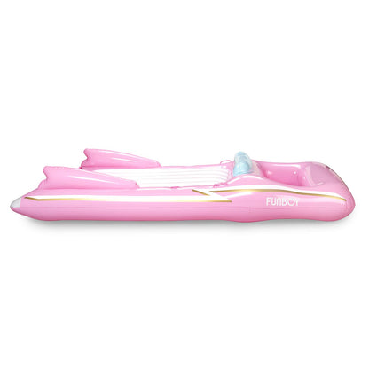 FUNBOY Flotteur de piscine de voiture de sport classique rétro convertible rose de luxe géant gonflable, deux porte-gobelets, flotteur de luxe pour les fêtes de piscine d'été et les divertissements