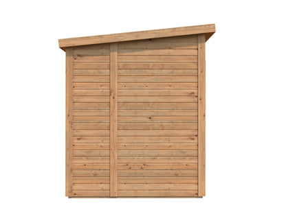 Leisure Season Urbano Kit d'abri de jardin moderne résistant aux intempéries avec sol, portes, fenêtres en plexiglas, toit en pente – Kit d'abri de jardin en bois d'épicéa nordique – Marron moyen, 2,4 x 1,8 m (URB8X69135) 