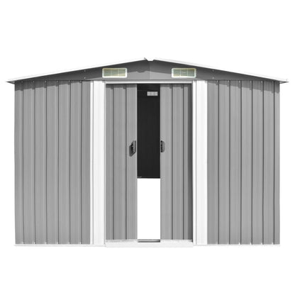 Bopdu Garden Shed with Vent, Outdoor Storage Shed Galvanized Steel Shed Storage House with Door for Backyard Garden Patio Lawn, 101.2" x 192.5" x 71.3" Metal Gray 101.2 x 192.5 x 71.3