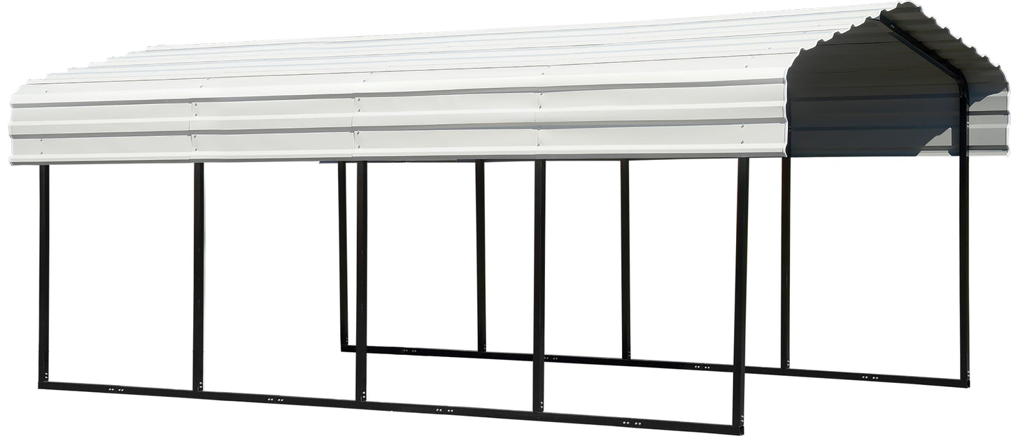 Arrow Shed 10' x 20' x 7' Carport Car Canopy with Galvanized Steel Horizontal Roof, Garage Shelter for Cars and Boats, Eggshell Carport Only 10' x 20' x 7'