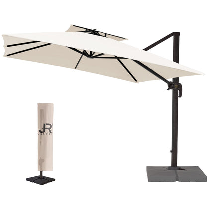 Parasol de patio en porte-à-faux carré 9 pieds blanc crème 