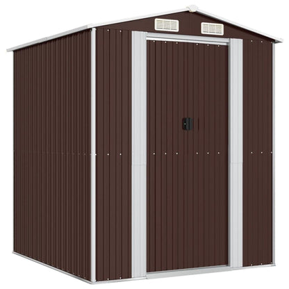 GOLINPEILO Metal Outdoor Garden Storage Shed, Large Steel Utility Tool Shed Storage House, Steel Yard Shed with Double Sliding Doors, Utility and Tool Storage, Dark Brown 75.6"x75.2"x87.8" 75.6"x75.2"x87.8"