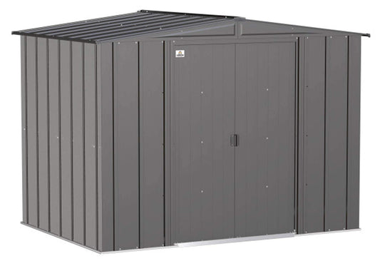 Arrow Shed Classic 8' x 6' Outdoor Padlockable Steel Storage Shed Building, Charcoal