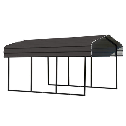 Arrow Shed CPHC101507 Heavy Duty Galvanized Steel Metal Multi-Use Shelter, Shade, Carport, 10' x 15' x 7' Carport Only Charcoal 10' x 15' x 7'