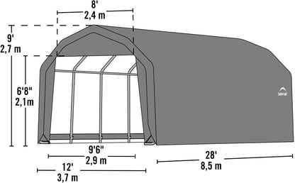 ShelterLogic 97254 Abri de grange vert 12'x28'x9' 12' x 28' x 9' 