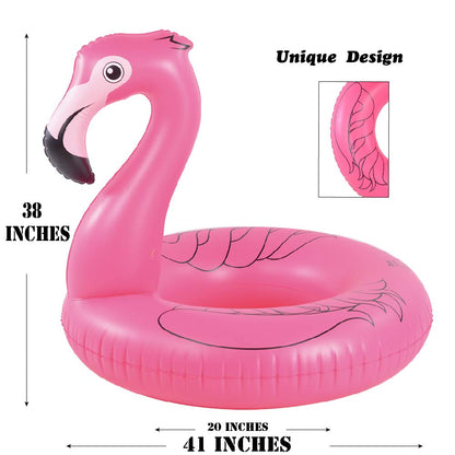 HIWENA Flamingo Float, Inflatable Flamingo Pool Float Tube for Party, 41 Inches Pink Flamingo Float, for Ages 9+