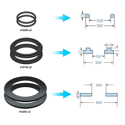 HENMI 25076RP Kit de rondelles et bagues pour raccords 1-1/2in, rondelle en caoutchouc à joint torique pour vannes de piston de piscine Intex et joint de rechange Intex (6 pièces) - 10745, 10262 et 10255