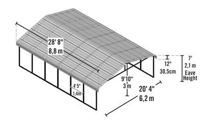 Abri d'auto Arrow, 20 pi x 29 pi x 7 pi Coquille d'oeuf 20' x 29' x 7' 