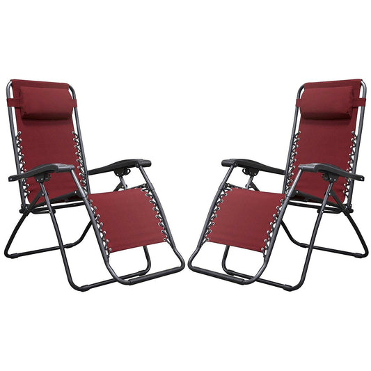Zero Gravity Chairs Set of 2 Pool Lounge Chair Zero Gravity Recliner Zero Gravity Lounge Chair Antigravity Chairs Anti Gravity Chair Folding Reclining Camping Chair with Headrest by Naomi Home - Red Modern