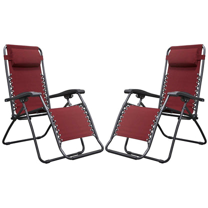 Chaises Zero Gravity Lot de 2 chaises longues de piscine Zero Gravity inclinables Zero Gravity Lounge Chair Chaises anti-gravité Chaise anti-gravité Chaise de camping pliante inclinable avec appuie-tête par Naomi Home - Rouge Moderne