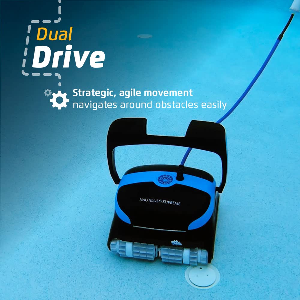 Dolphin Nautilus CC Supreme Robotic Pool Vacuum Cleaner with Wi-Fi Control — Included Universal Caddy for No-Hassle Storage — Ideal for In-Ground Pools up to 50 FT in Length