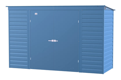 Arrow Shed Select 10' x 4' Outdoor Lockable Steel Storage Shed Building, Blue Grey