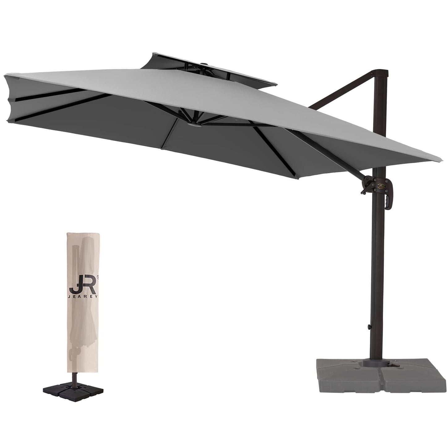 Parasol de patio carré en porte-à-faux 12PI GRIS 