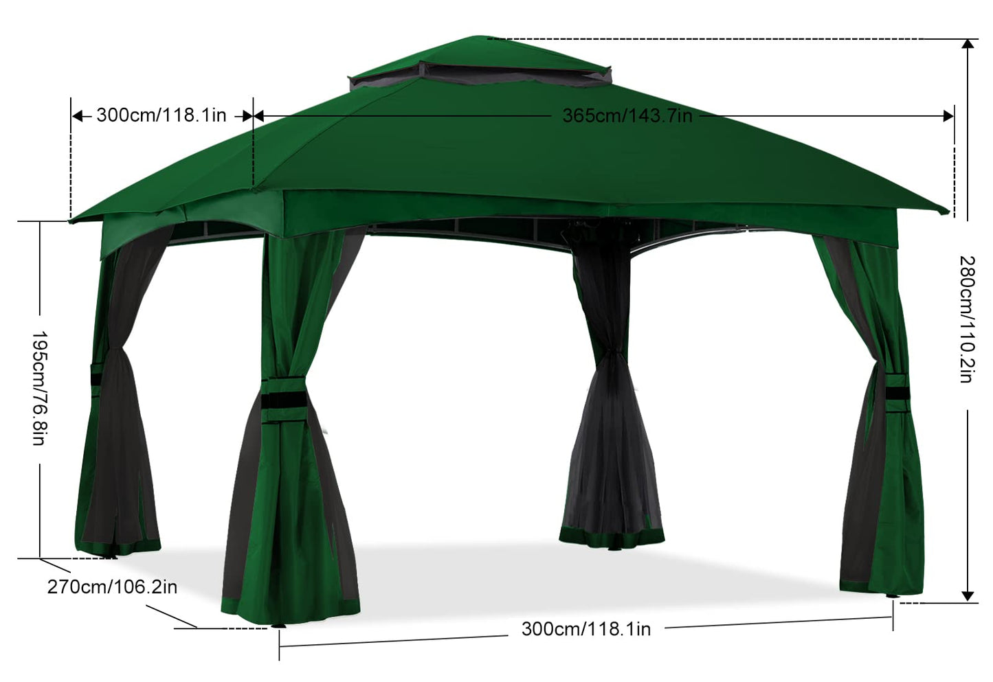 ABCCANOPY Tonnelle d'extérieur 10 x 20 – Tonnelle de terrasse avec moustiquaire, auvents extérieurs pour l'ombre et la pluie pour pelouse, jardin, cour et terrasse (beige) beige 