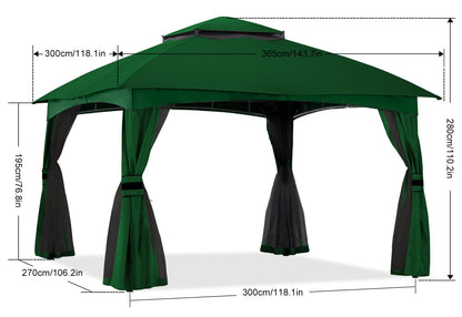 ABCCANOPY Tonnelle d'extérieur 10 x 20 – Tonnelle de terrasse avec moustiquaire, auvents extérieurs pour l'ombre et la pluie pour pelouse, jardin, cour et terrasse (beige) beige 