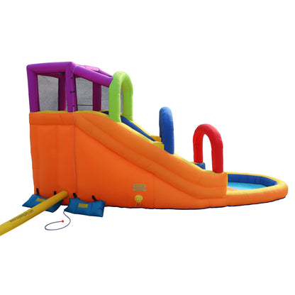 BANZAI Speed Slide Water Park, Length: 14 ft 7 in, Width: 9 ft 6 in, Height: 8 ft, Inflatable Outdoor Backyard Water Slide Splash Bounce Climbing Toy