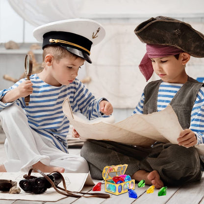 YUJUN Diving Gem Pool Toys 10 Colorful Big Diamond Gem with Treasure Pirate Chest Box Summer Underwater Acrylic Gemstones Set for Kids Swimming Pool Party Favors Assorted