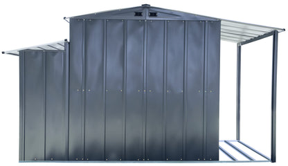 Arrow Sheds 10' x 5' Galvanized Steel 3-in-1 Pad-Lockable Outdoor Utility Storage Shed, Anthracite Modern